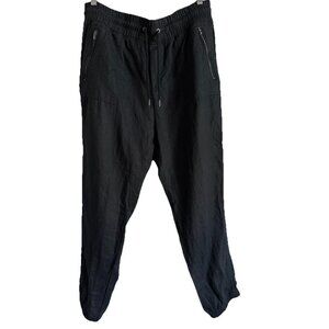 Athleta Women’s Black 100% Linen Cabo Jogger Pull On Pants Beach Coastal Size 14